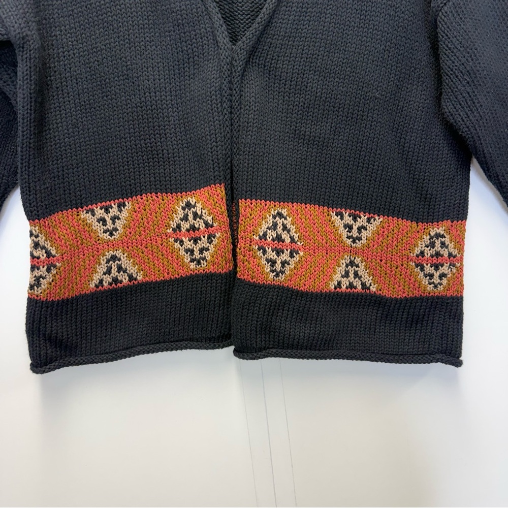 Peruvian Connection Aztec Pattern On Black Cardig… - image 5